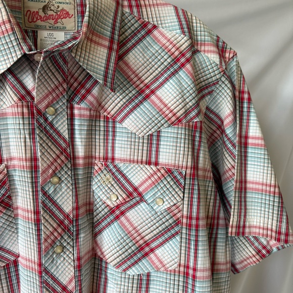 Vintage Wrangler Men’s Plaid Short Sleeve Button Down Shirt - Picture 2 of 4